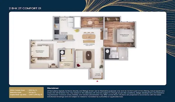 Purva Northern Lights 2 BHK 2T Comfort 1097 Sq Ft