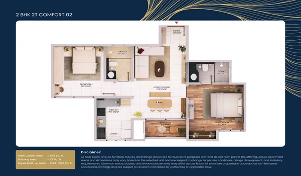 Purva Northern Lights 2 BHK 2T Comfort 1104 Sq Ft