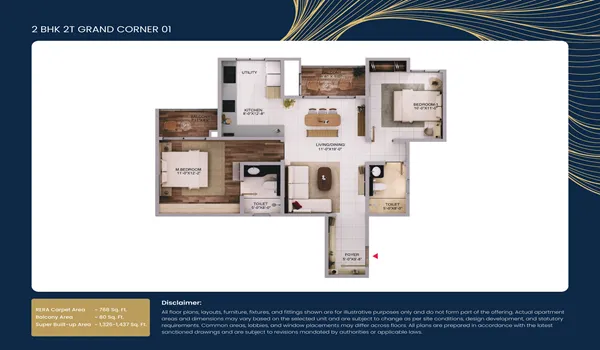 Purva Northern Lights 2 BHK 2T Grand Corner 1326 Sq Ft
