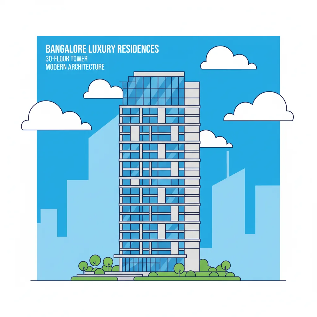Modern 30-floor residential high-rise building in Bangalore with sleek glass and concrete architecture