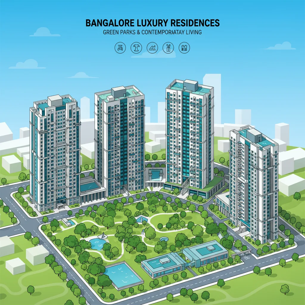 Apartments in Old Madras Road - Modern high-rise residential township aerial view