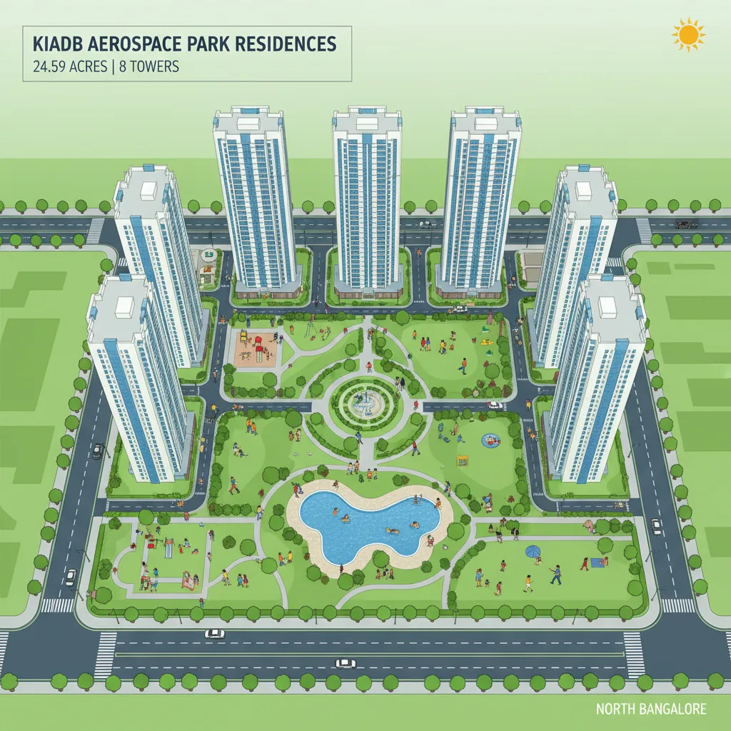 Modern luxury residential apartment towers near KIADB Aerospace Park in North Bangalore