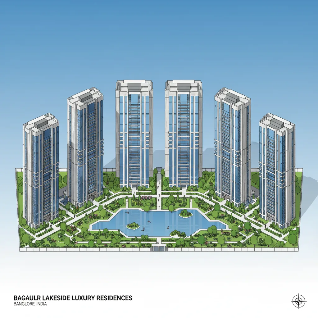 Apartments with lake views in Bagalur - Modern luxury residential high-rise towers at Purva Northern Lights