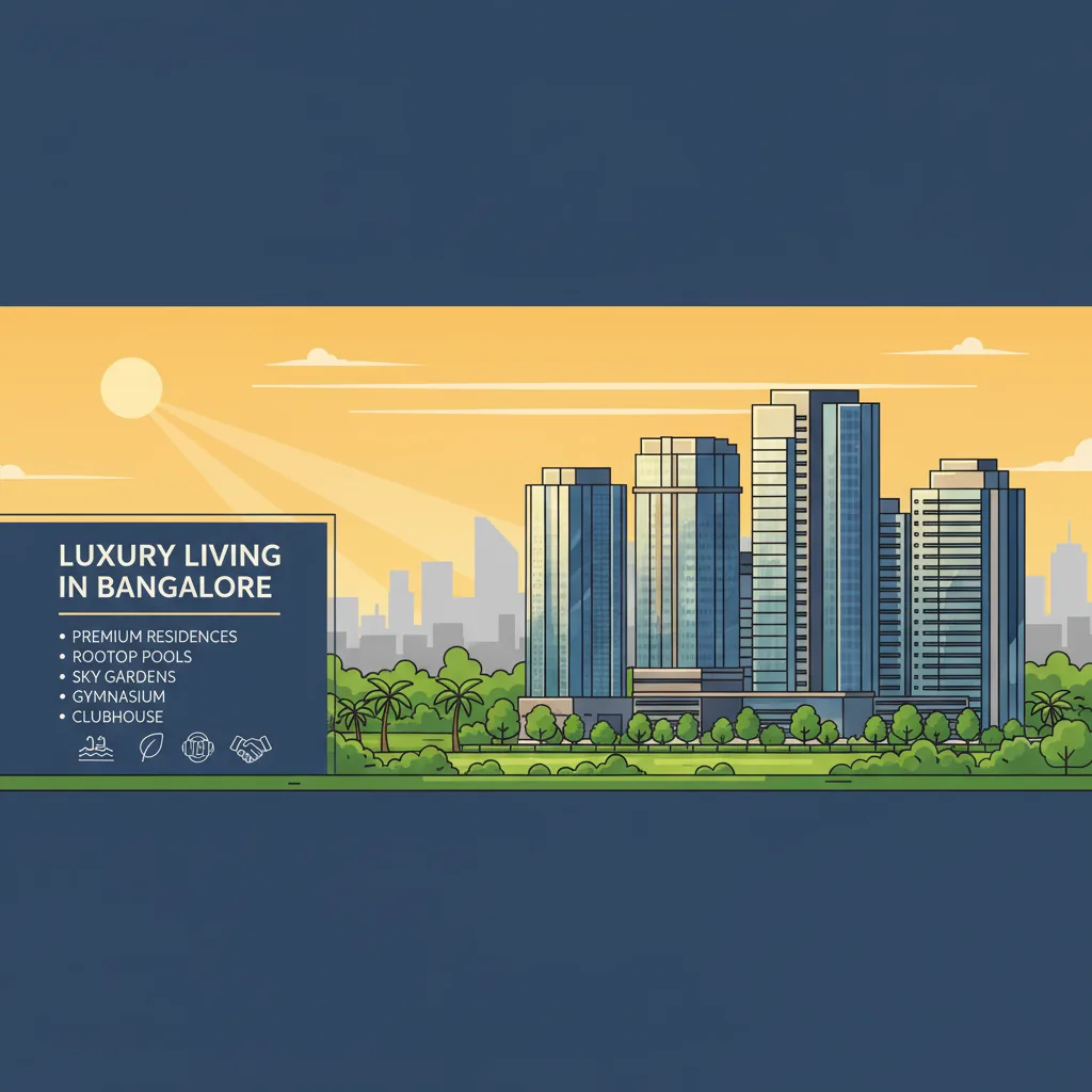 Bangalore Residential Projects - Modern luxury residential apartment complex in Bangalore city skyline