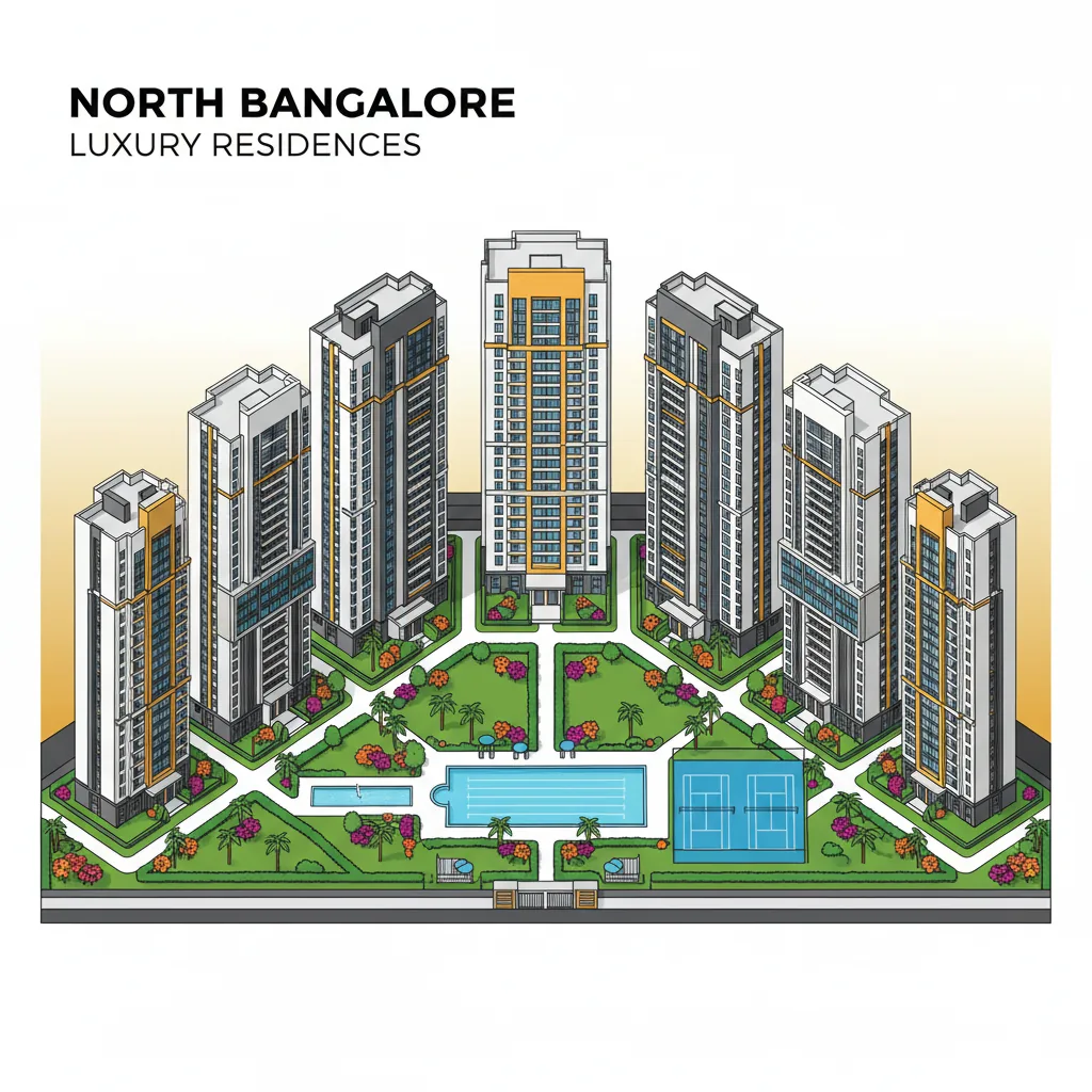 Best Apartment in Bangalore - Modern luxury residential high-rise apartment towers in North Bangalore with premium amenities