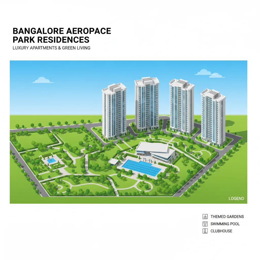 Best Apartment in Bangalore - Aerial view of Purva Northern Lights residential complex with lush green gardens