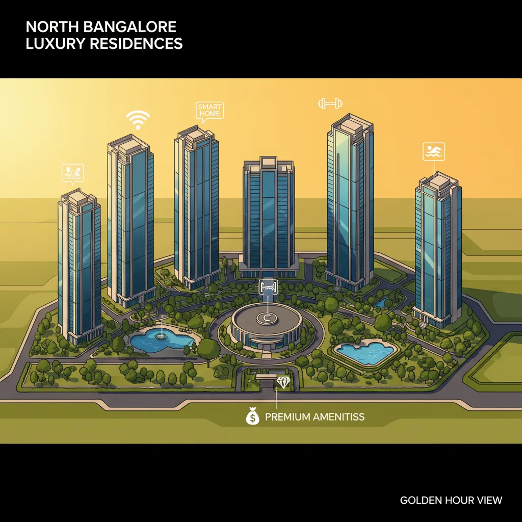 Modern luxury residential apartment towers in North Bangalore