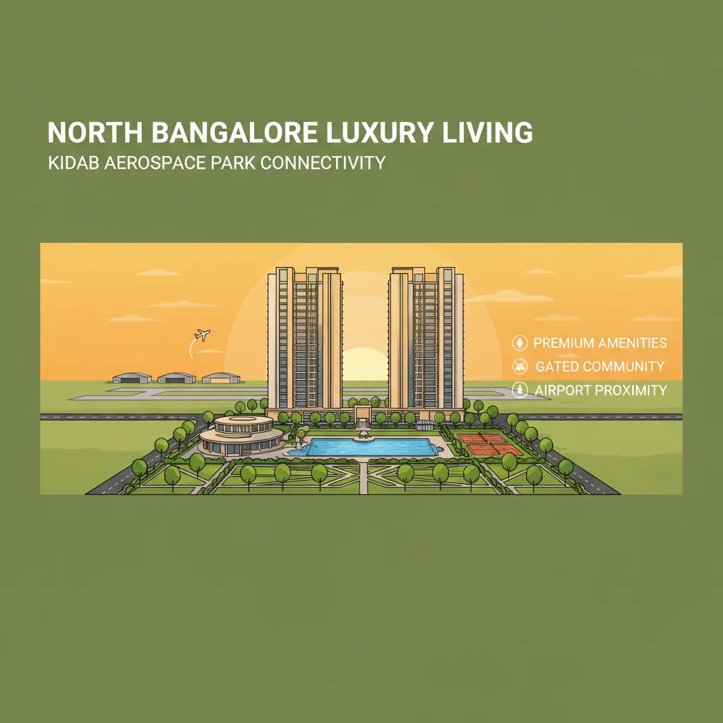 Best Luxury Apartments in North Bangalore 2026 - Modern luxury residential towers at golden hour with landscaped gardens and premium amenities