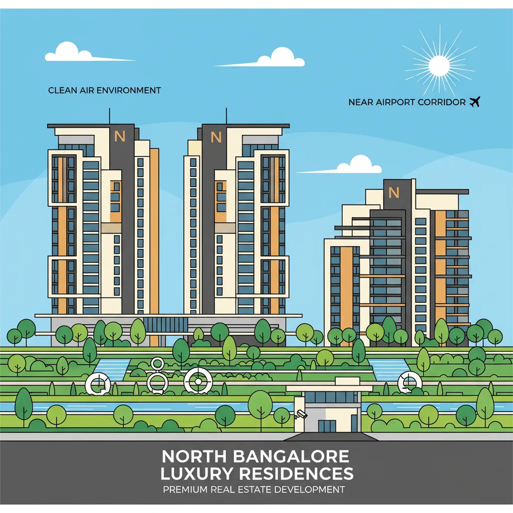 Best Properties in North Bangalore - Modern luxury residential gated community with apartment towers and landscaped gardens