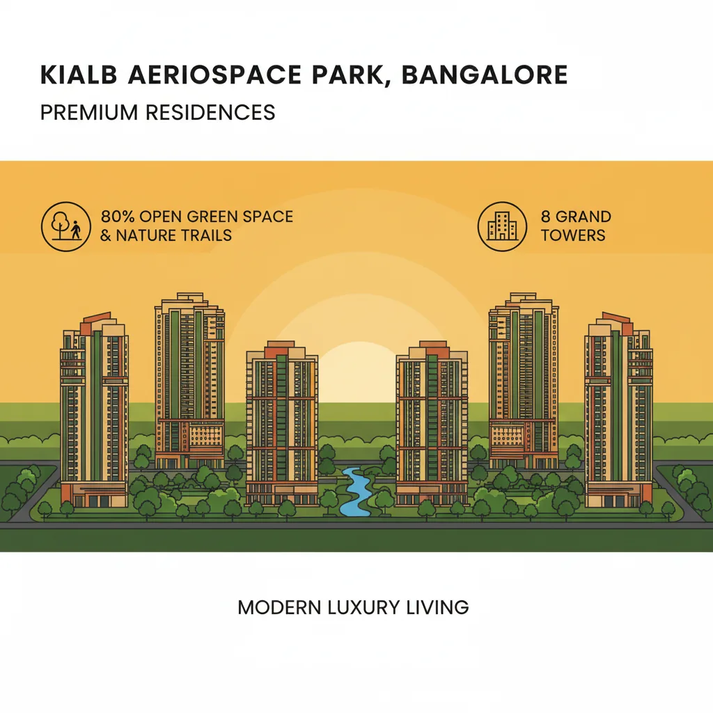Purva Northern Lights - Aerial view of modern luxury residential township at KIADB Aerospace Park with 8 towers and lush green landscapes