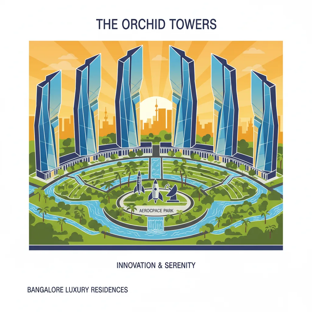 Purva Northern Lights aerial view of 8 glass towers with Bali-inspired gardens at KIADB Aerospace Park