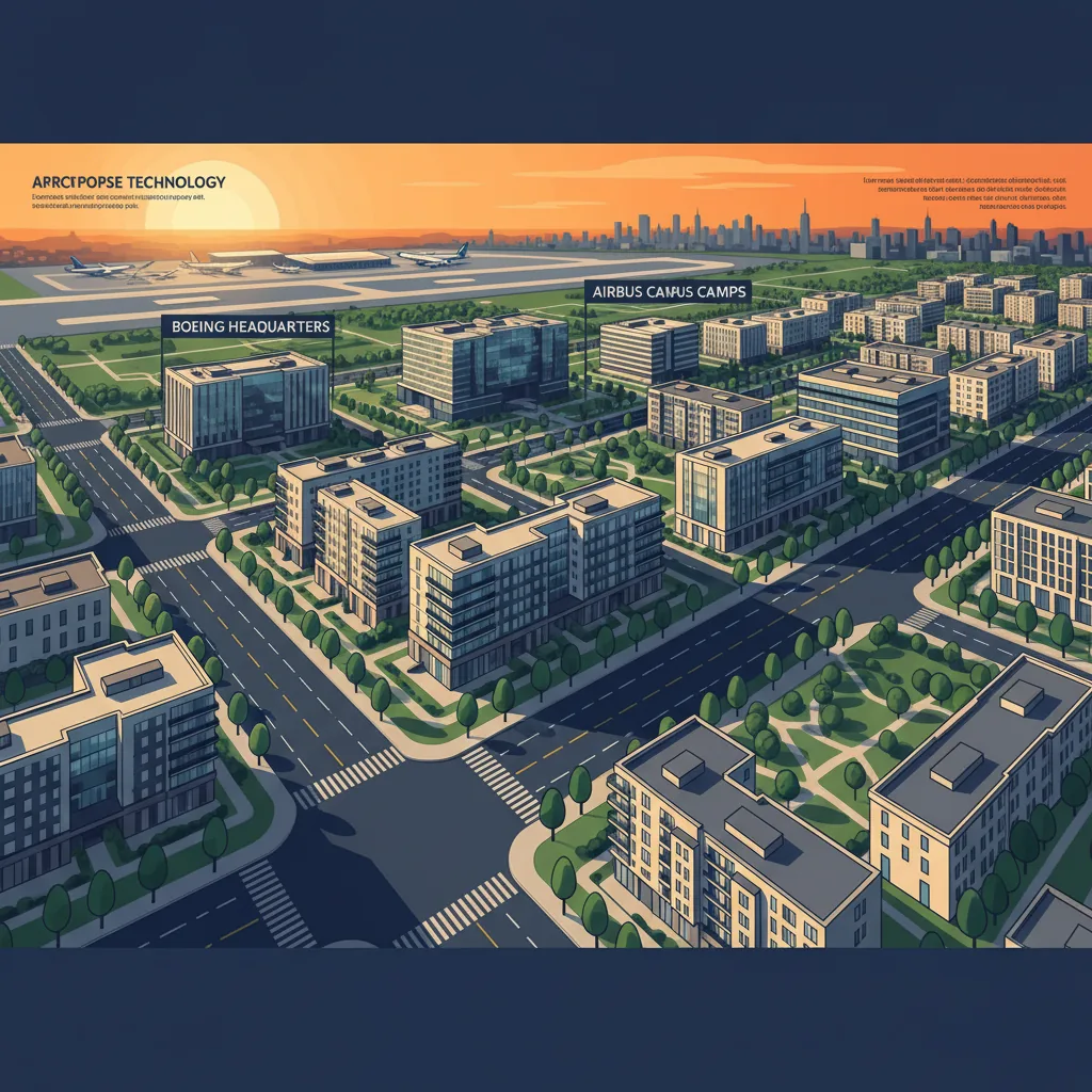 Aerial view of Purva Northern Lights residential township at sunset within KIADB Aerospace Park, featuring modern buildings and green landscaping near airport