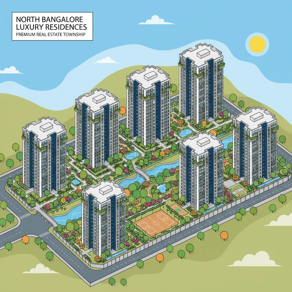 Modern luxury residential apartment towers at Purva Northern Lights in North Bangalore