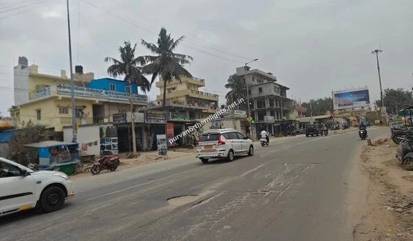 Street view showing nearby commercial shops and healthcare facilities for Purva Northern Lights residents