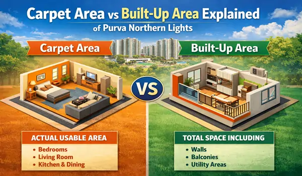 Carpet Area vs Built-Up Area Explained of Purva Northern Lights