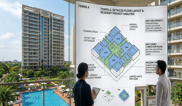 Purva Northern Lights Bagalur floor plan details showing number of apartments per floor in each tower