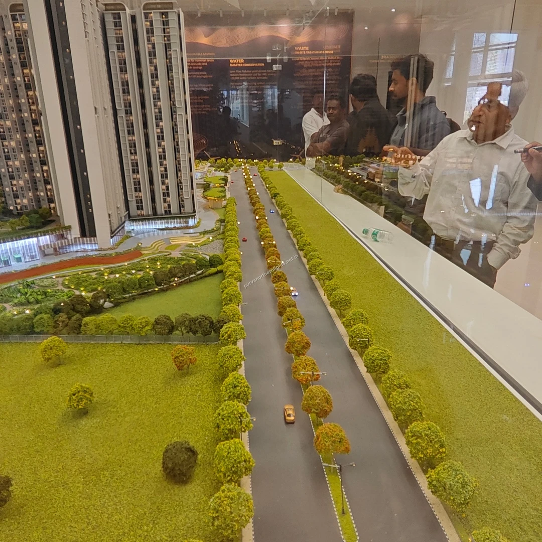 Masterpiece miniature layout observed by visitors on mar 13 focusing on the long entry drive and extensive green buffering zones