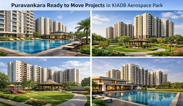 Exterior view of Puravankara ready to move residential project located in KIADB Aerospace Park, North Bangalore.