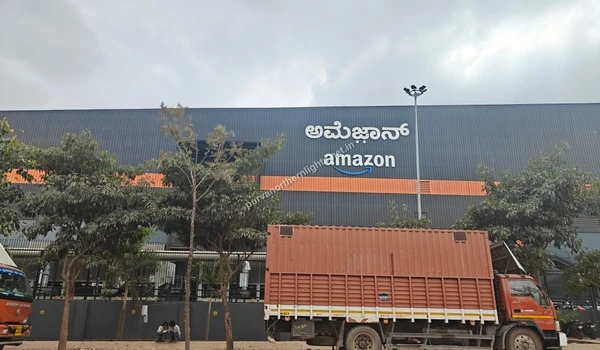 Facade of Amazon warehouse facility near Purva Northern Lights