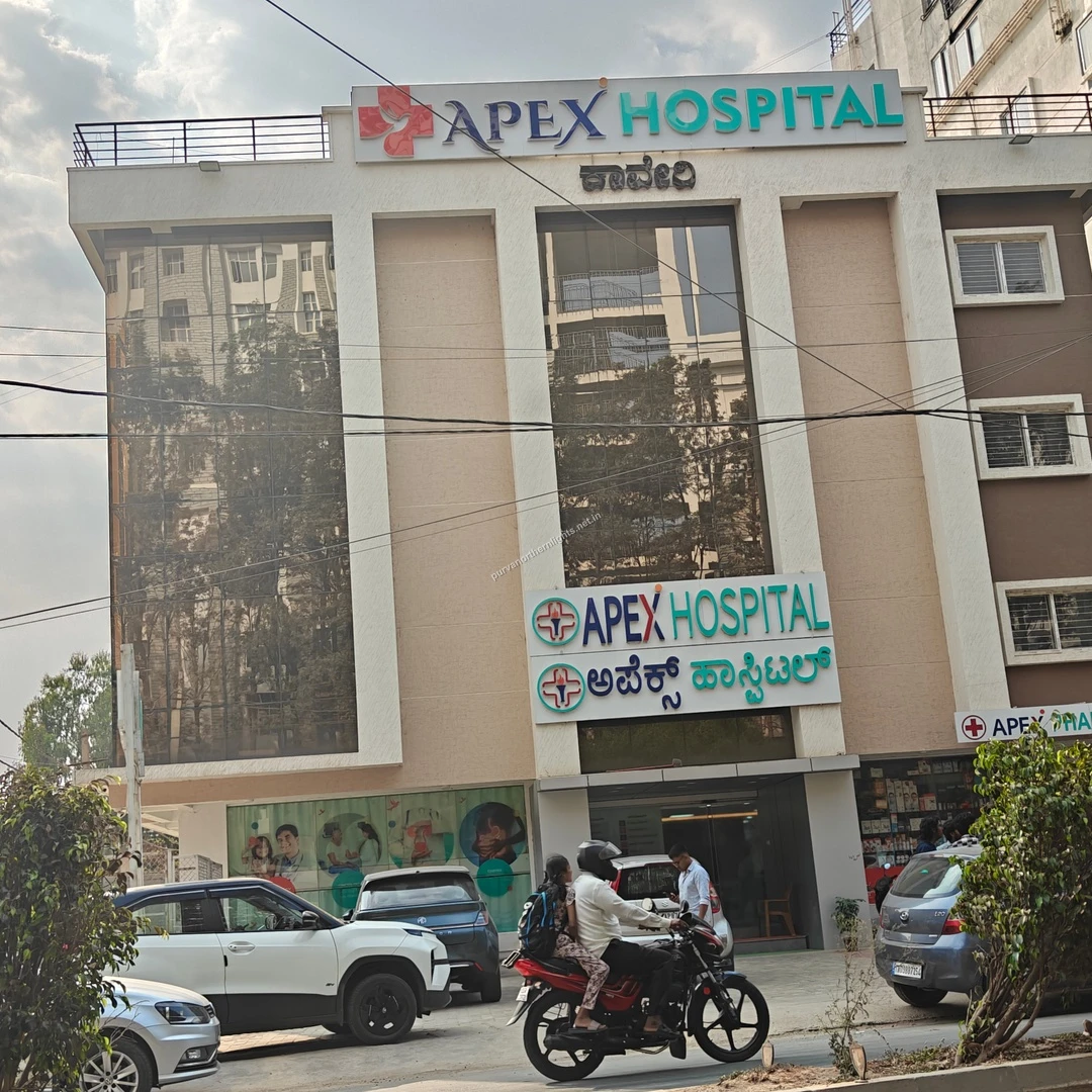 View of the Apex Hospital facade highlighting the excellent healthcare infrastructure near Purva Northern Lights.