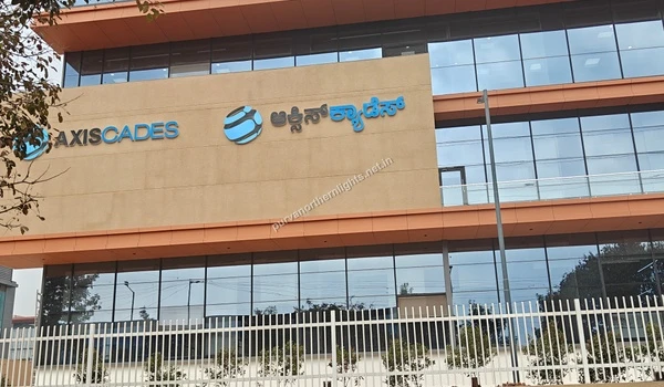 Modern glass facade of Axiscades office building located near Purva Northern Lights