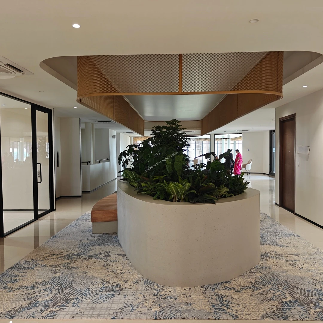 Modern corporate reception area at the Purva Northern Lights site office, updated mar-13