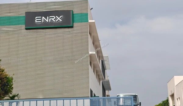 Exterior view of the ENRX factory building showcasing the company logo on the wall near Purva Northern Lights