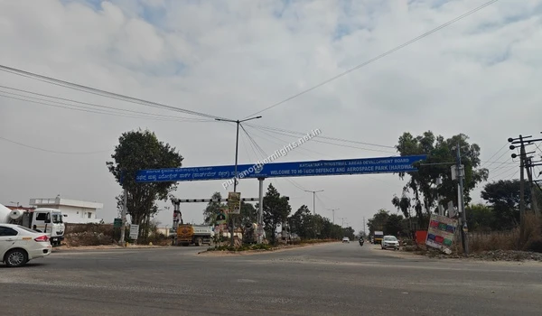 Welcome archway of the KIADB Hi-Tech Defence and Aerospace Park located near Purva Northern Lights