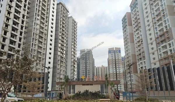High-rise towers under construction at the Brigade El Dorado township near Purva Northern Lights