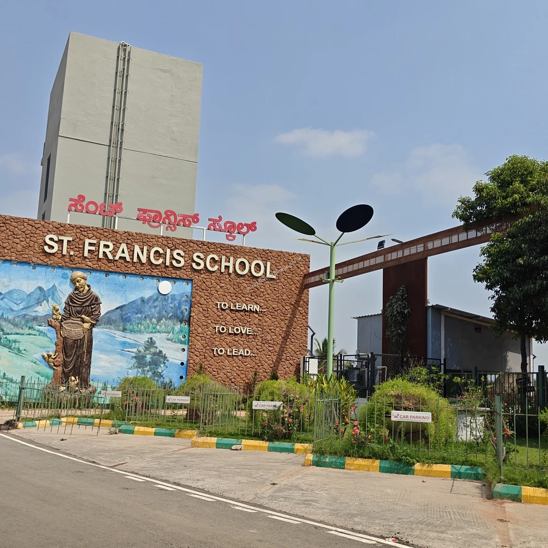 St Francis Street Front The street-facing front entrance of St. Francis School featuring a painted landscape mural, captured during a walk in the neighborhood on Mar 13.