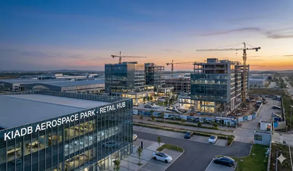 Architectural render of the upcoming Forum 13° North Mall and integrated retail hubs near Bagalur and KIADB Aerospace Park in 2026.  