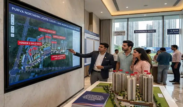 Real-time inventory dashboard of Purva Northern Lights showing available apartment layouts